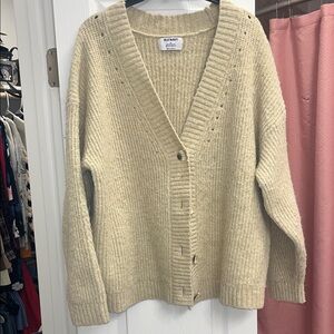 Old Navy Cream V-Neck Button Ribbed Cardigan